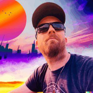 An AI-modified profile image of the Community + Code podcast host, Chris Reynolds (jazzsequence)
